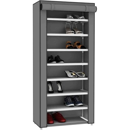 HOME BASICS 8  Tier Portable Polyester Shoe Closet, Grey SC49298